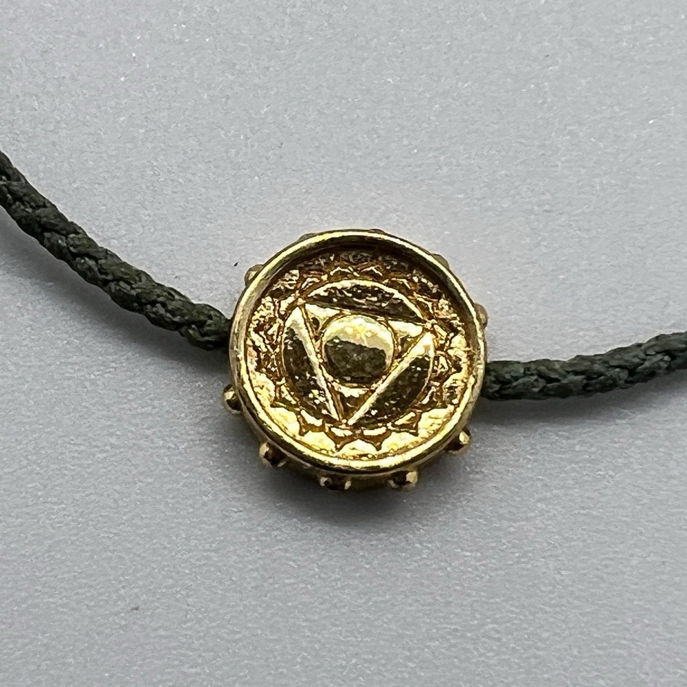 Chakra Pendant Bracelet Throat 5th Vishuddha  Braided Jewelry Gold Hardware EUC‎ - Picture 2 of 7